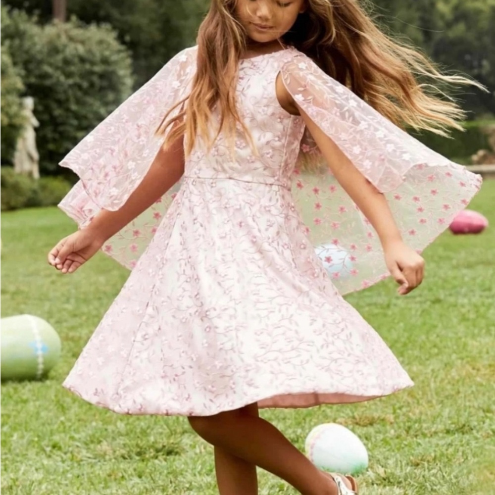 Pink Floral Cape Dress
